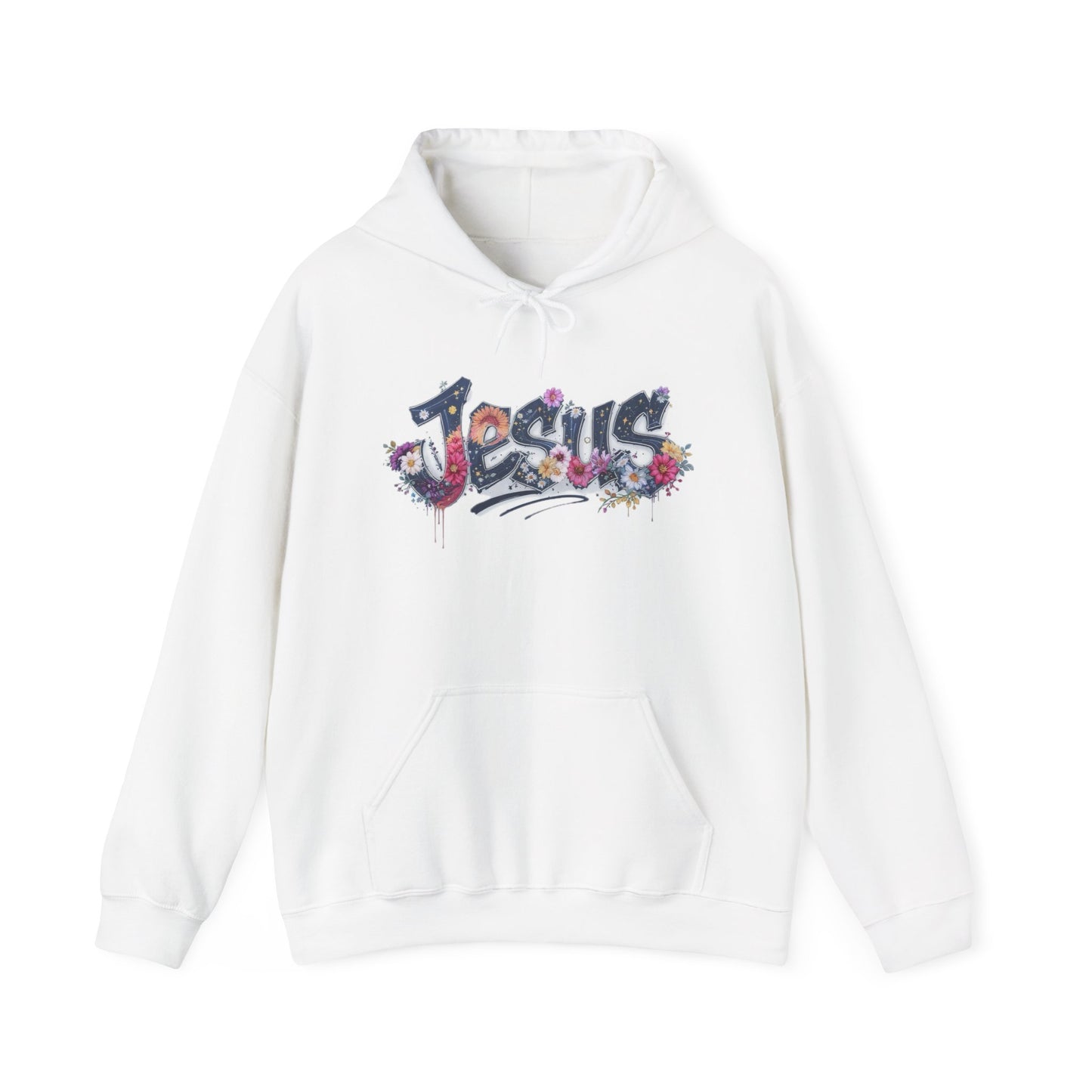 Jesus Floral Design Hooded Sweatshirt, Unisex Hoodie, Casual Wear, Religious Gift, Streetwear Style, Comfortable Fashion
