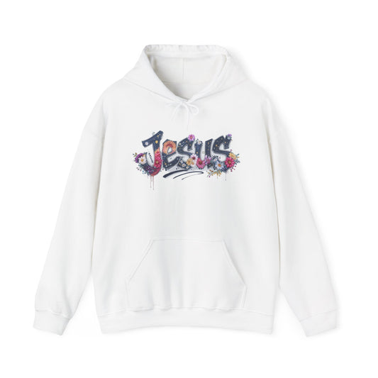 Jesus Floral Design Hooded Sweatshirt, Unisex Hoodie, Casual Wear, Religious Gift, Streetwear Style, Comfortable Fashion
