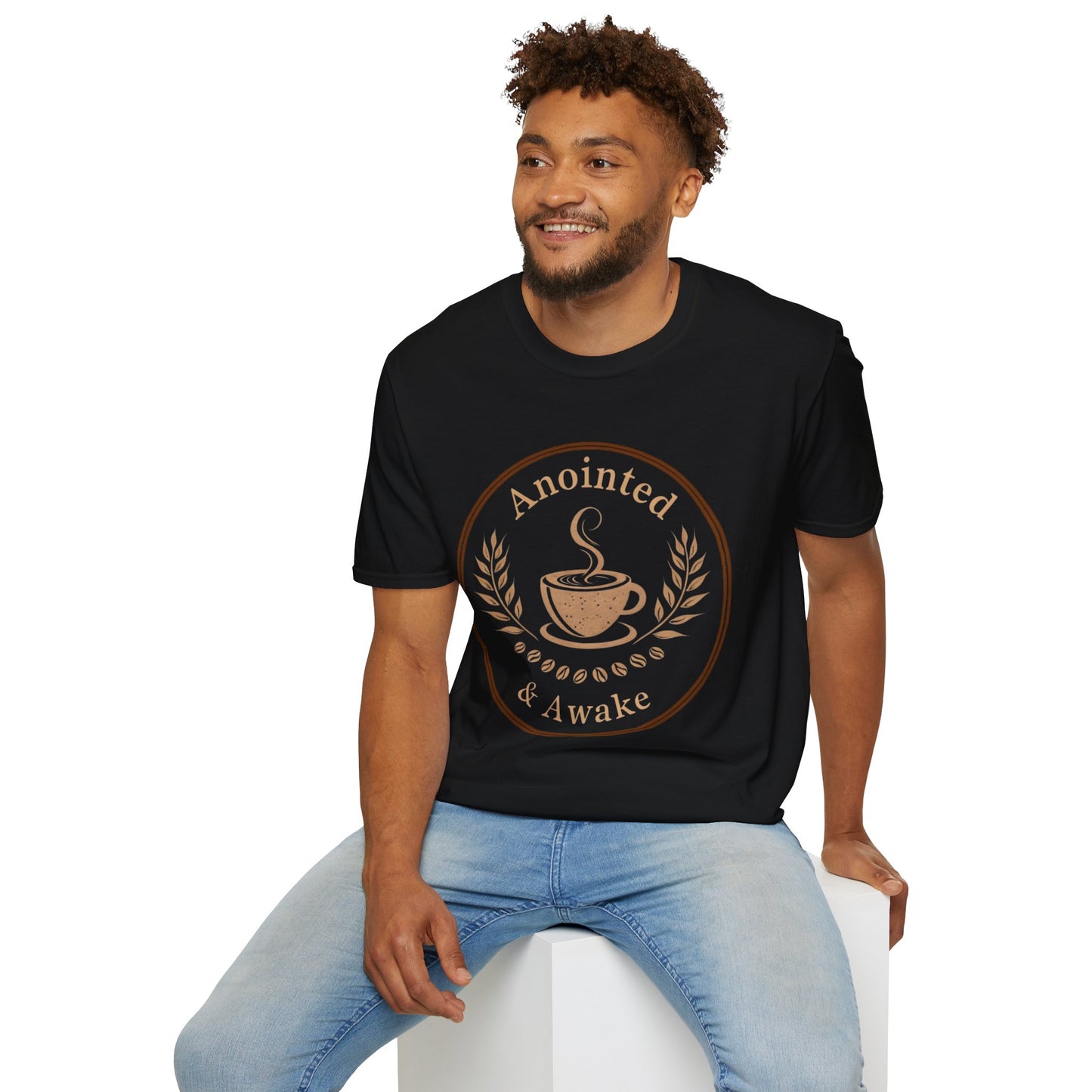 Anointed & Awake Coffee Lover T-Shirt, Unisex Tee, Gift for Coffee Enthusiasts, Casual Wear, Unique Coffee Shirt, Sip & Celebrate