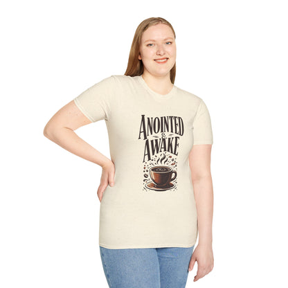 Coffee Lovers Unisex T-Shirt | Anointed & Awake Graphic Tee for Gift, Everyday Wear, Casual Style, Spiritual Motivational Shirt