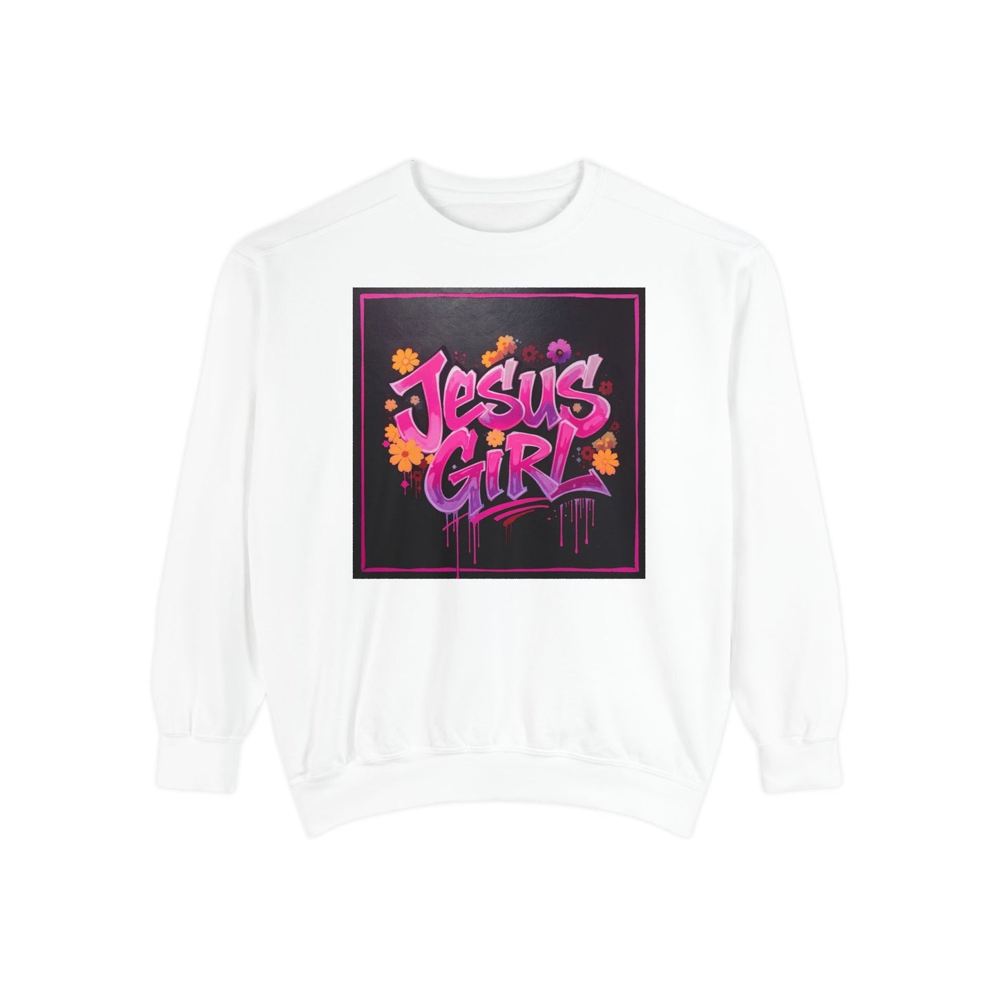 Jesus Girl Unisex Garment-Dyed Sweatshirt - Cozy Casual Wear, Perfect for Faith-Based Gifts, Church Events, and Everyday Comfort