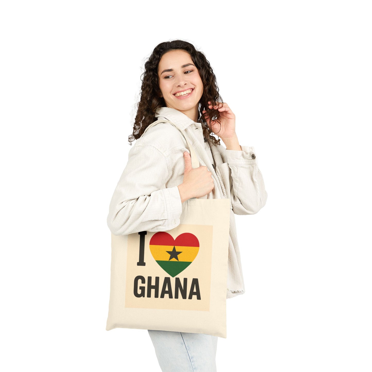 I Love Ghana Cotton Canvas Tote Bag, Eco-Friendly Shopping Bag, Gift for Travelers, Beach Tote, Sustainable Fashion Accessory