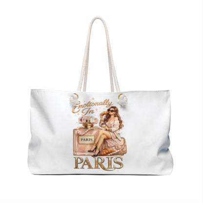 Paris Weekender Bag — "Emotionally In Paris" Travel Tote for Women