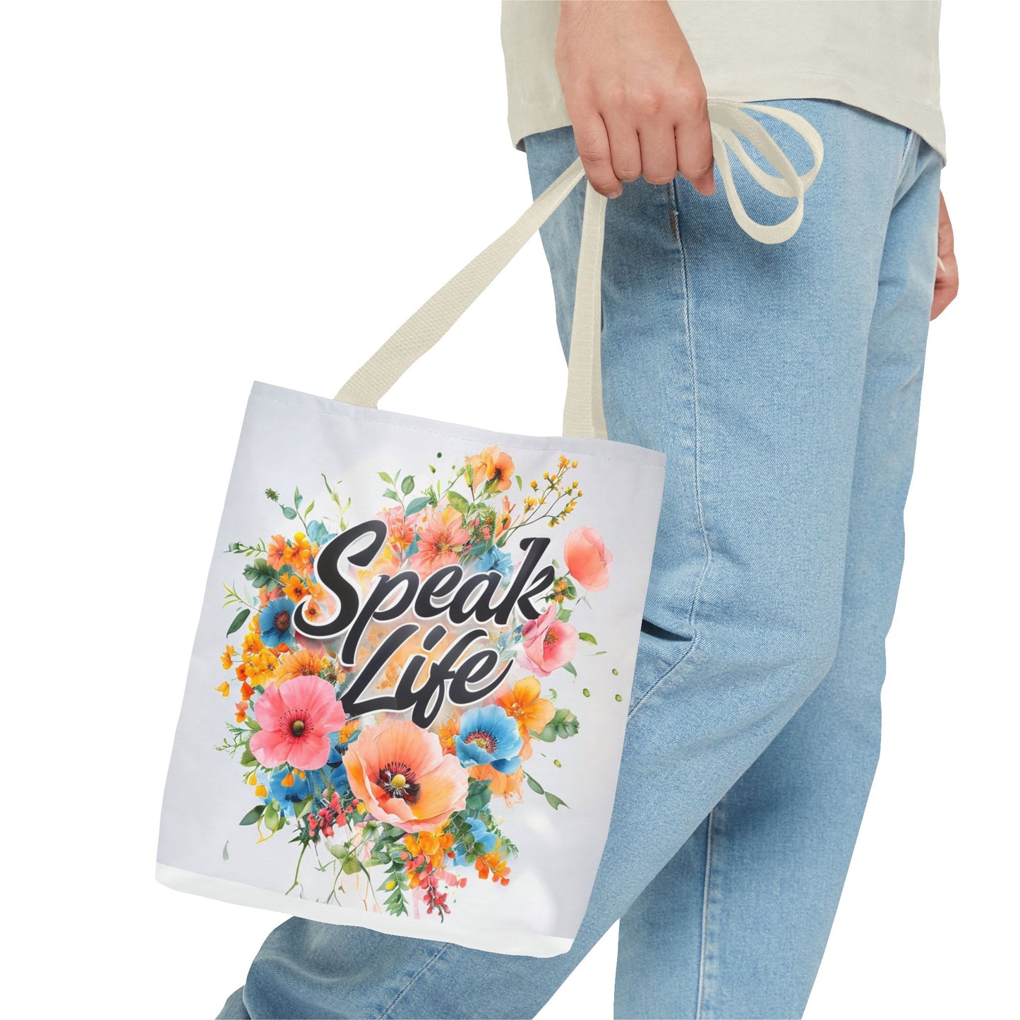 Floral Inspirational Tote Bag - 'Speak Life' Design, Motivational Gift, Carry-all Bag for Women, Eco-Friendly Shopping, Mother's Day, [...]