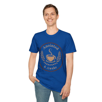Anointed & Awake Coffee Lover T-Shirt, Unisex Tee, Gift for Coffee Enthusiasts, Casual Wear, Unique Coffee Shirt, Sip & Celebrate