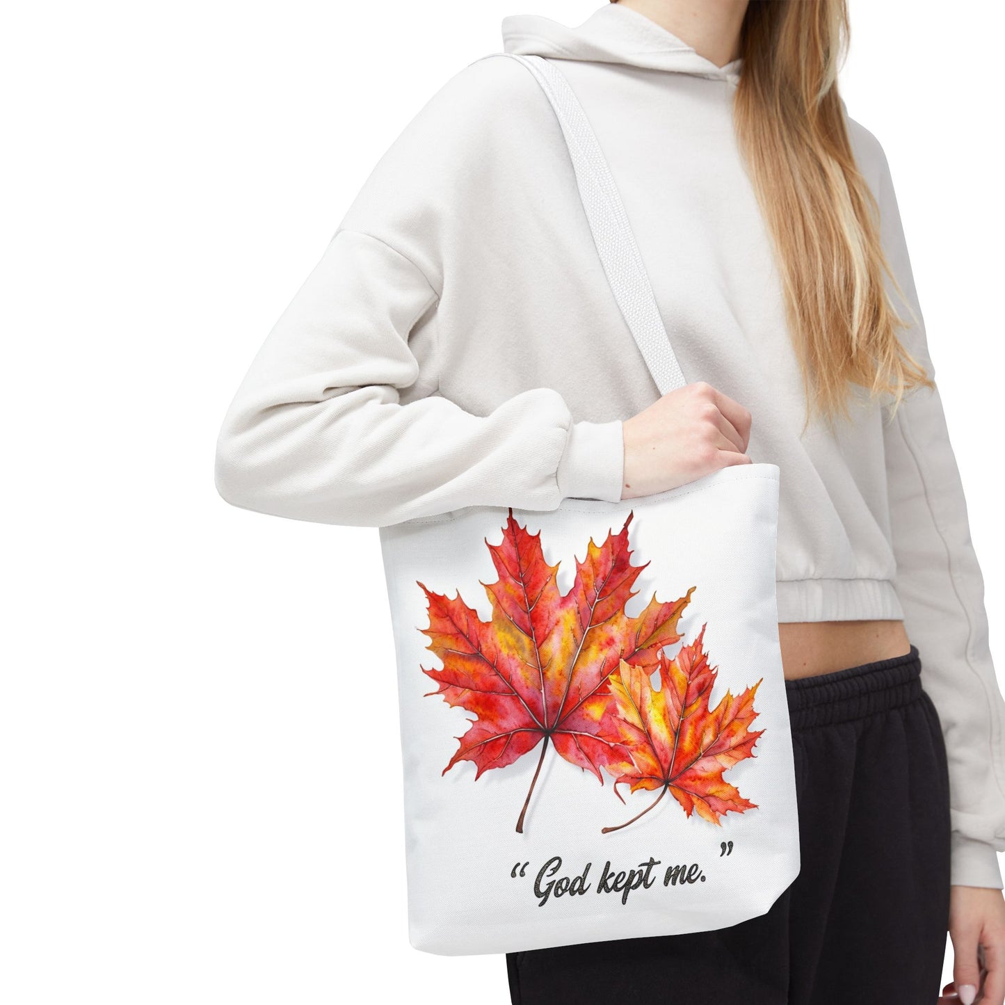 Autumn Leaves Tote Bag, God Kept Me Quote, Fall Accessories, Eco-Friendly Shopping Bag, Seasonal Gift, Canvas Bag