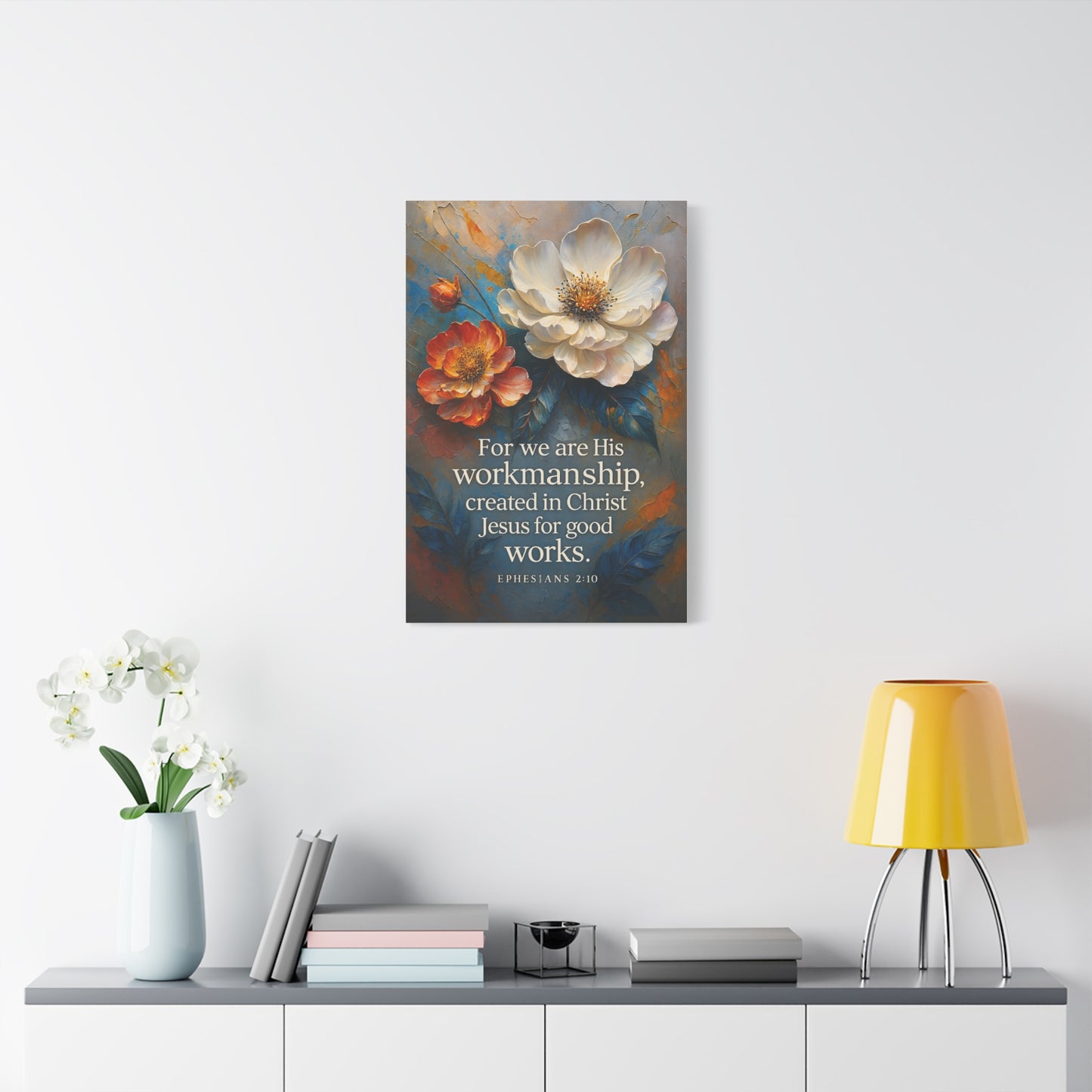 Floral Canvas Art Print, Inspirational Wall Decor for Home, Church, and Gift Giving, Christian Artwork, Meaningful Christian Gift