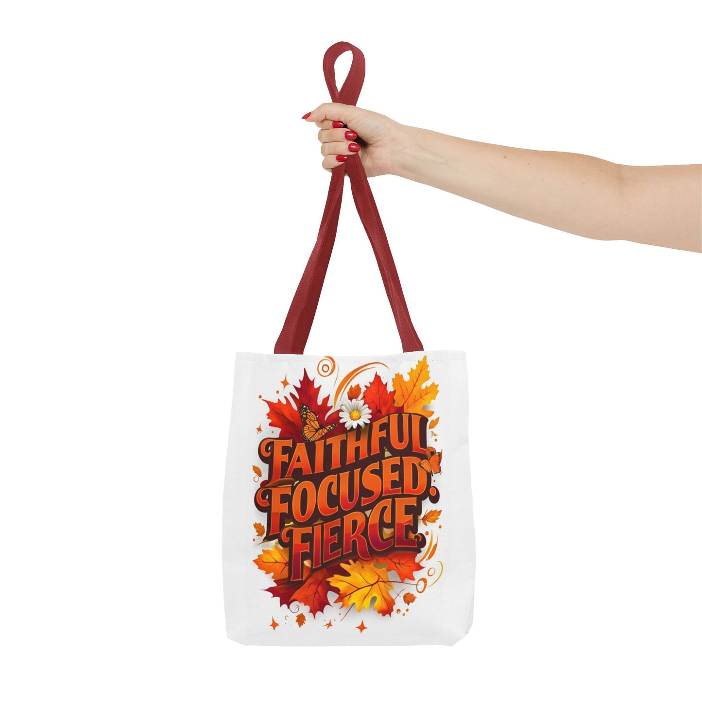 Faithful Focused Fierce Fall Tote Bag, Autumn Shopping Tote, Inspirational Gift Bag, Seasonal Decor, Holiday Essentials