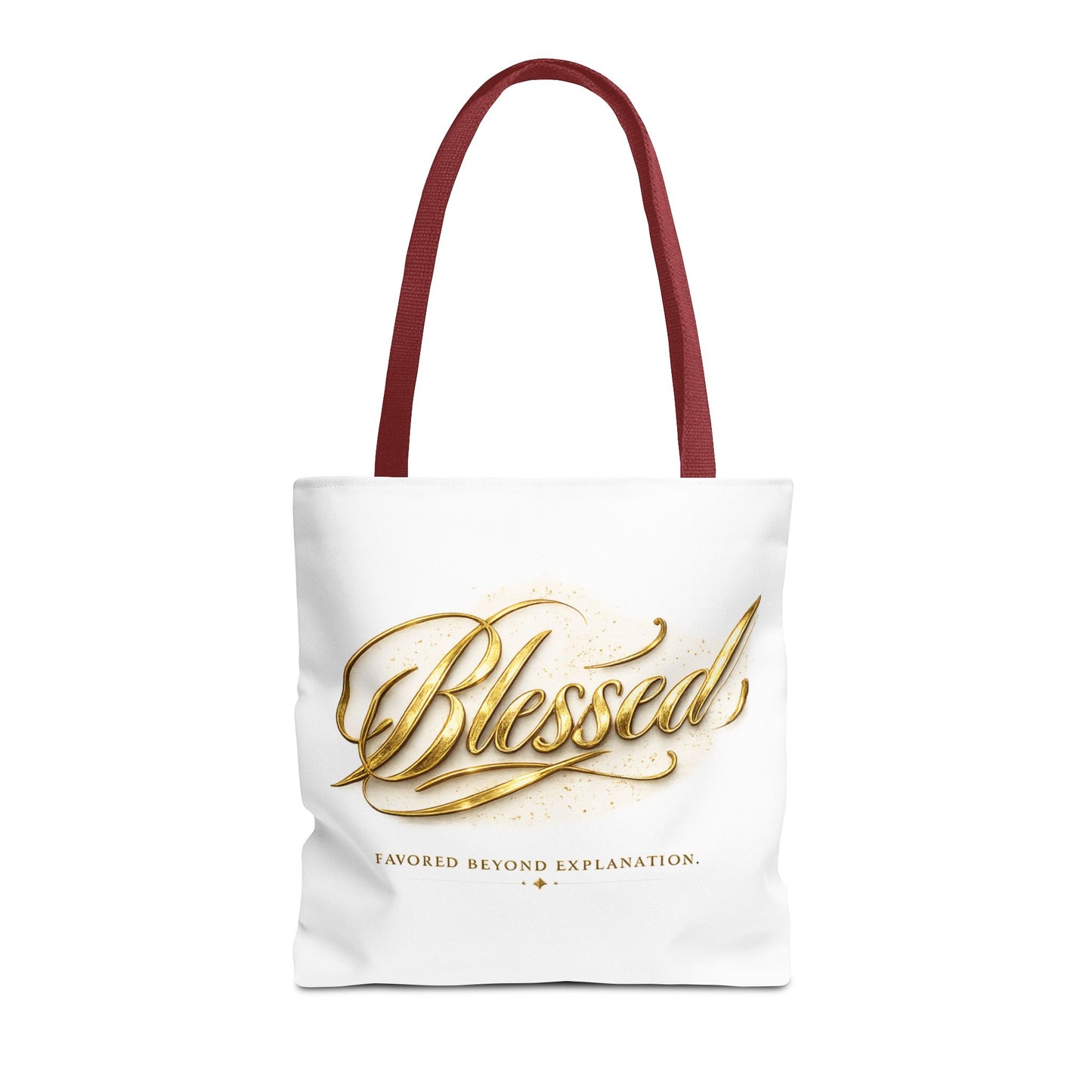 Blessed Gold Script Tote Bag – Inspirational Faith Canvas Grocery Bag