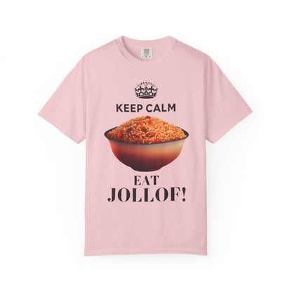 Keep Calm Eat Jollof T-Shirt, Unisex Fun Tee, Gift for Foodies, Casual Wear, Cultural Apparel, Summer Festival Shirt