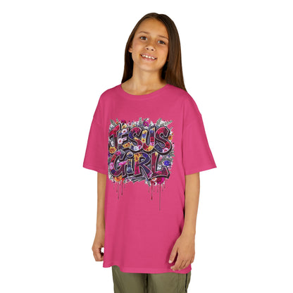 Jesus Girl Graffiti Kids Tee, Youth Graphic Shirt, Fun Faith-Based Tee, Cool Christian Apparel, Perfect Gift for Girls