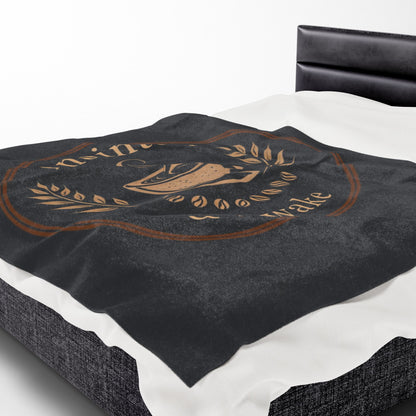 Cozy Velveteen Plush Blanket - Anointed & Awake, Coffee Lover Gift, Warm Home Decor, Ideal for Relaxation, Snuggle Up This Winter