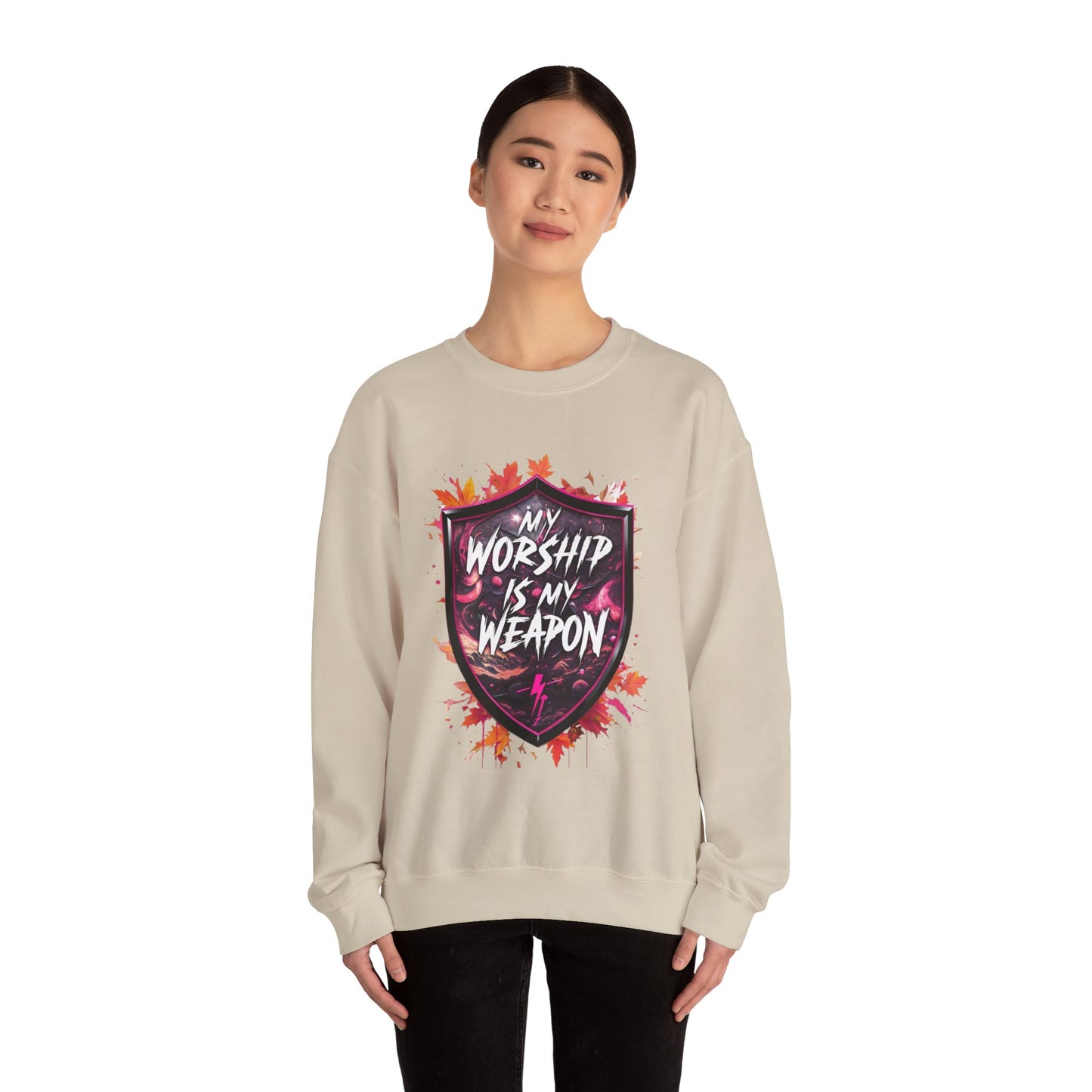 Inspirational Crewneck Sweatshirt - My Worship is My Weapon, Cozy Spiritual Gift, Faith Apparel, Unisex Sweatshirt for Worship & [...]