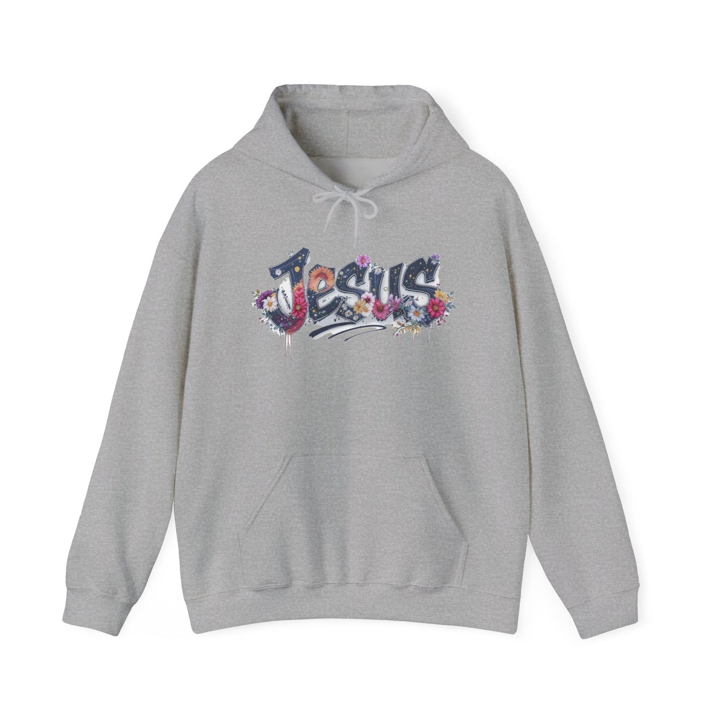 Jesus Floral Design Hooded Sweatshirt, Unisex Hoodie, Casual Wear, Religious Gift, Streetwear Style, Comfortable Fashion