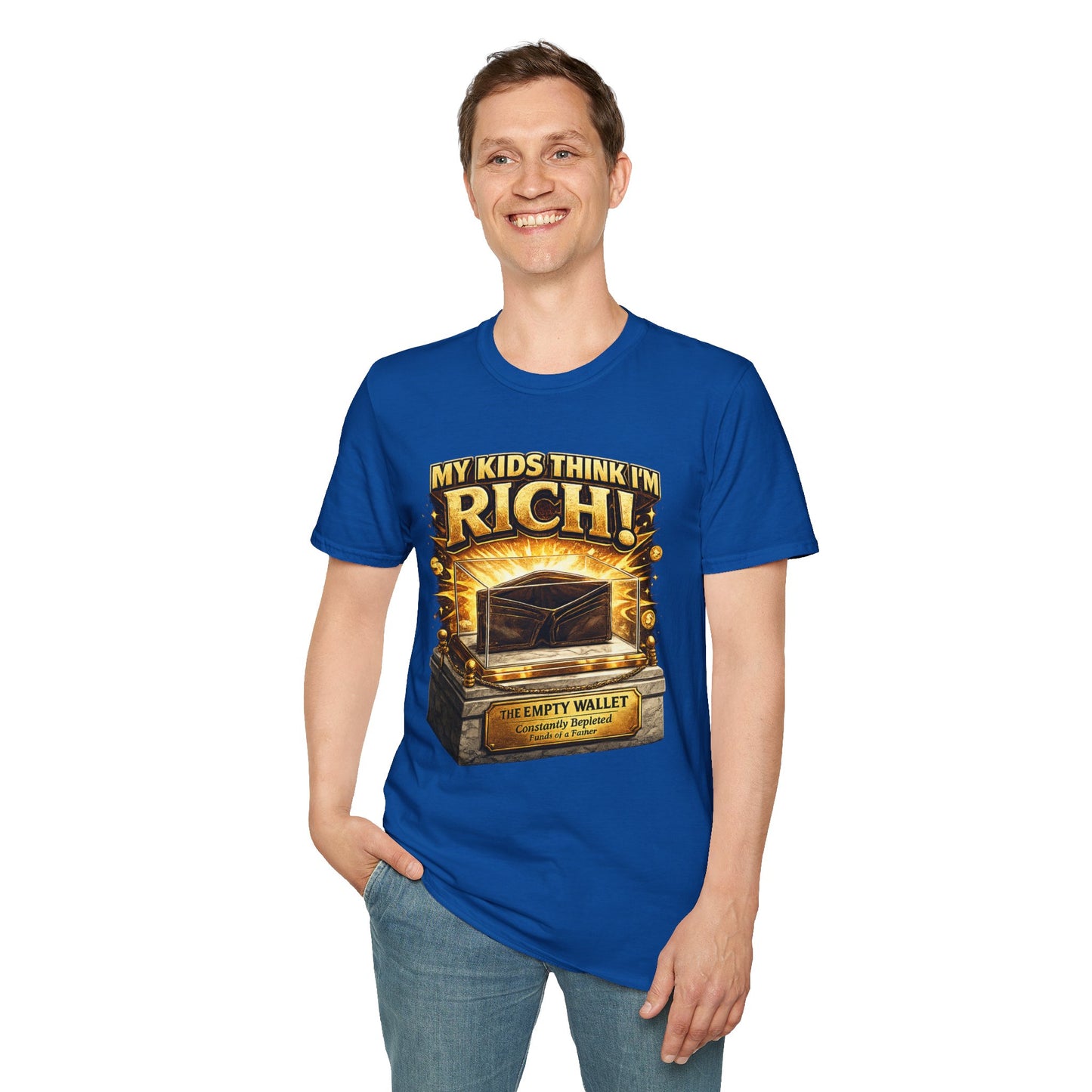 My Kids Think I'm Rich T-Shirt — Funny Parent Tee with Empty Wallet Design