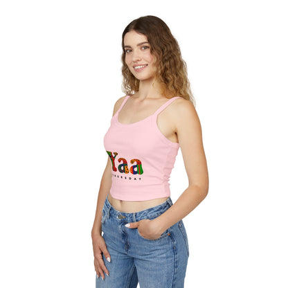 Colorful 'Yaa Thursday' Women's Spaghetti Strap Tank Top, Casual Summer Apparel, Graphic Tees, Festival Fashion, Bohemian Style