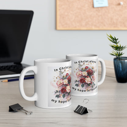 Floral Comfort Ceramic Mug, Coffee Cup Gift for Dog Lovers, Inspirational Mug for Birthdays, Housewarming, Pet Memorial