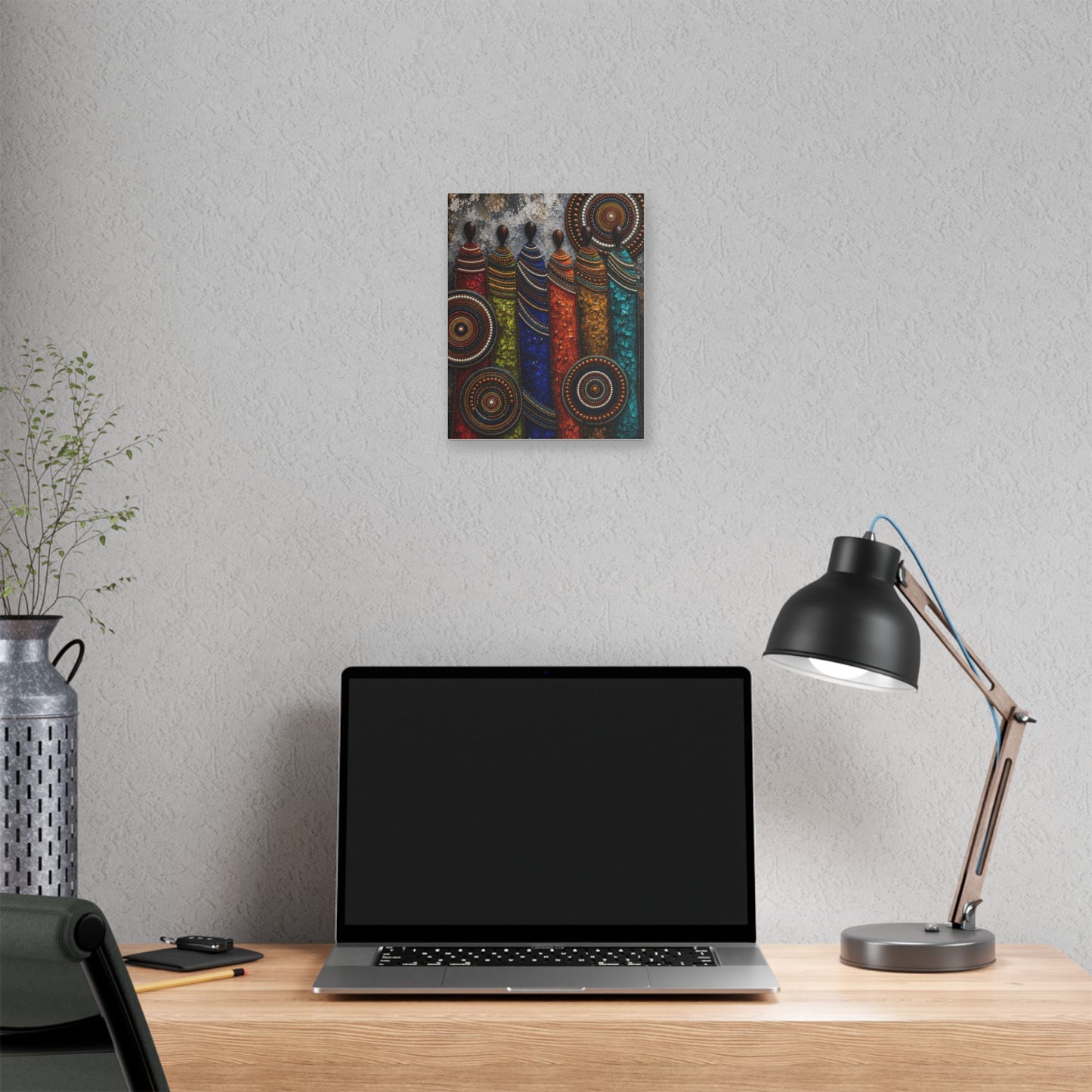 Abstract Tribal Figures Stretched Canvas Wall Art — Colorful African-Inspired Home Decor