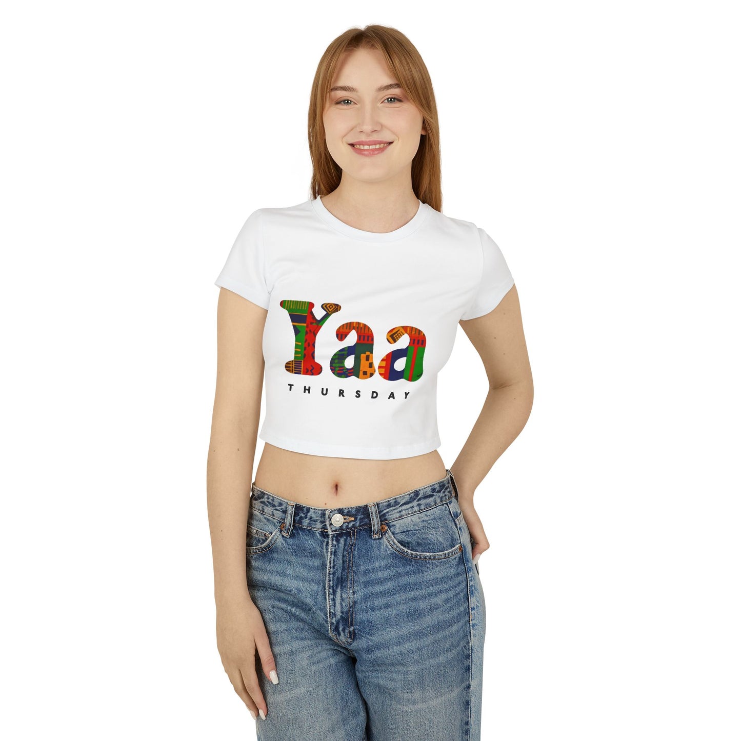 Colorful Yaa Thursday Women's Baby Tee, Cute Graphic Shirt, Motivational Crop Top, Gifts for Her, Everyday Wear, Trendy Fashion