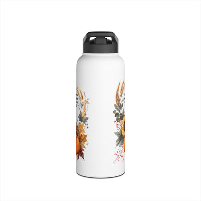 Floral Stainless Steel Water Bottle, Eco-friendly Hydration, Sunflower Design, Travel Mug, Gift for Nature Lovers, Outdoor Gear