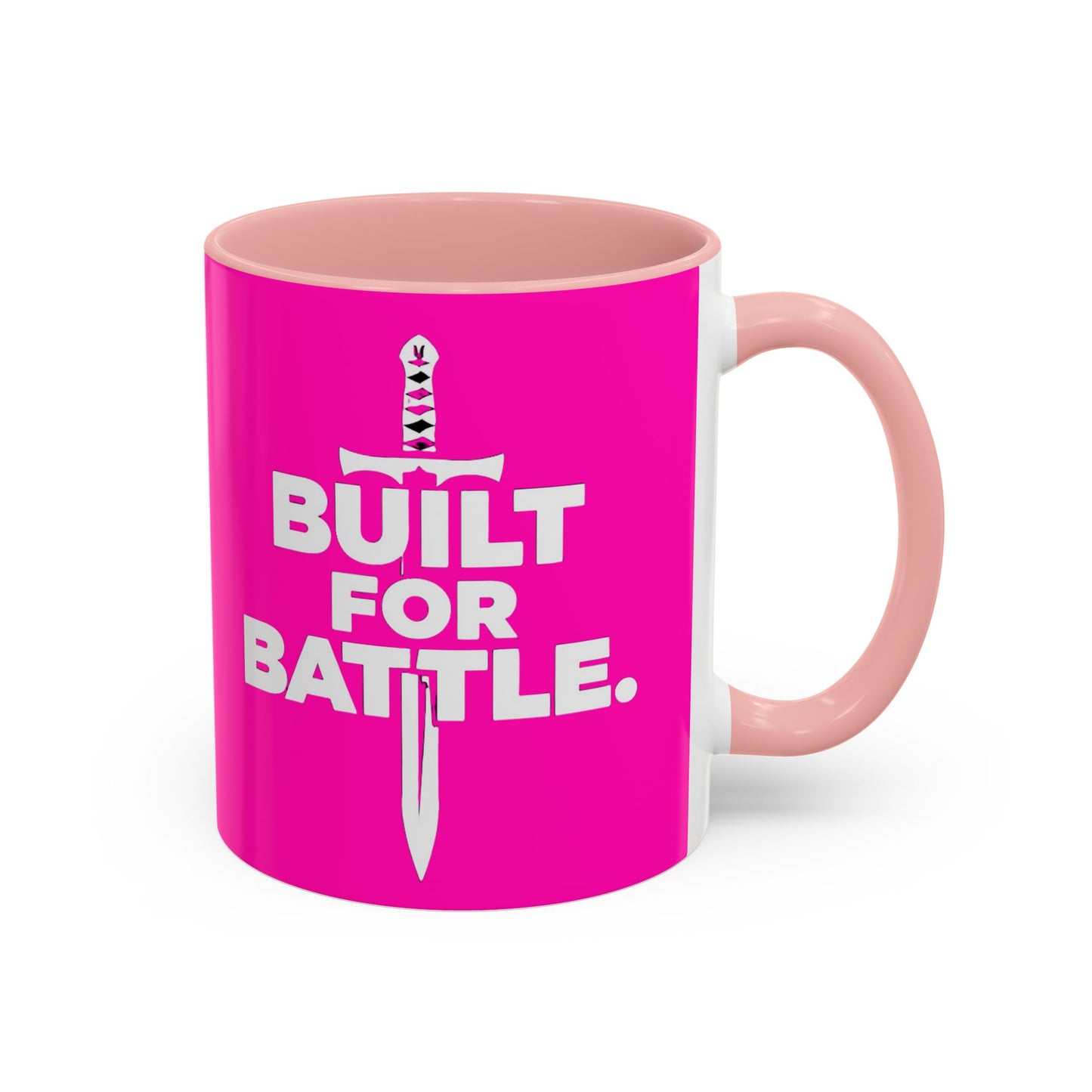 Built for Battle Accent Coffee Mug | Motivational Cup, Team Spirit, Gift for Fighters, Pink Mug, Unique Kitchenware