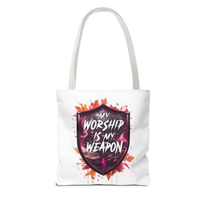 My Worship Is My Weapon Tote Bag - Inspirational Gift, Church Accessory, Spirituality, Everyday Use, Art Tote