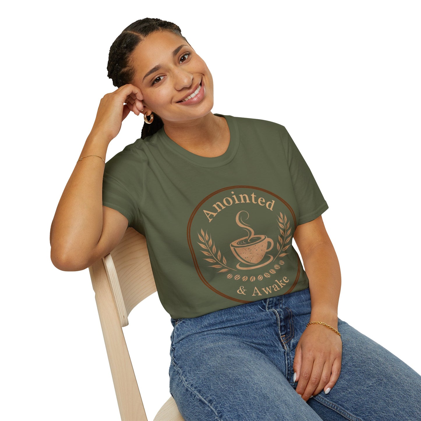 Anointed & Awake Coffee Lover T-Shirt, Unisex Tee, Gift for Coffee Enthusiasts, Casual Wear, Unique Coffee Shirt, Sip & Celebrate