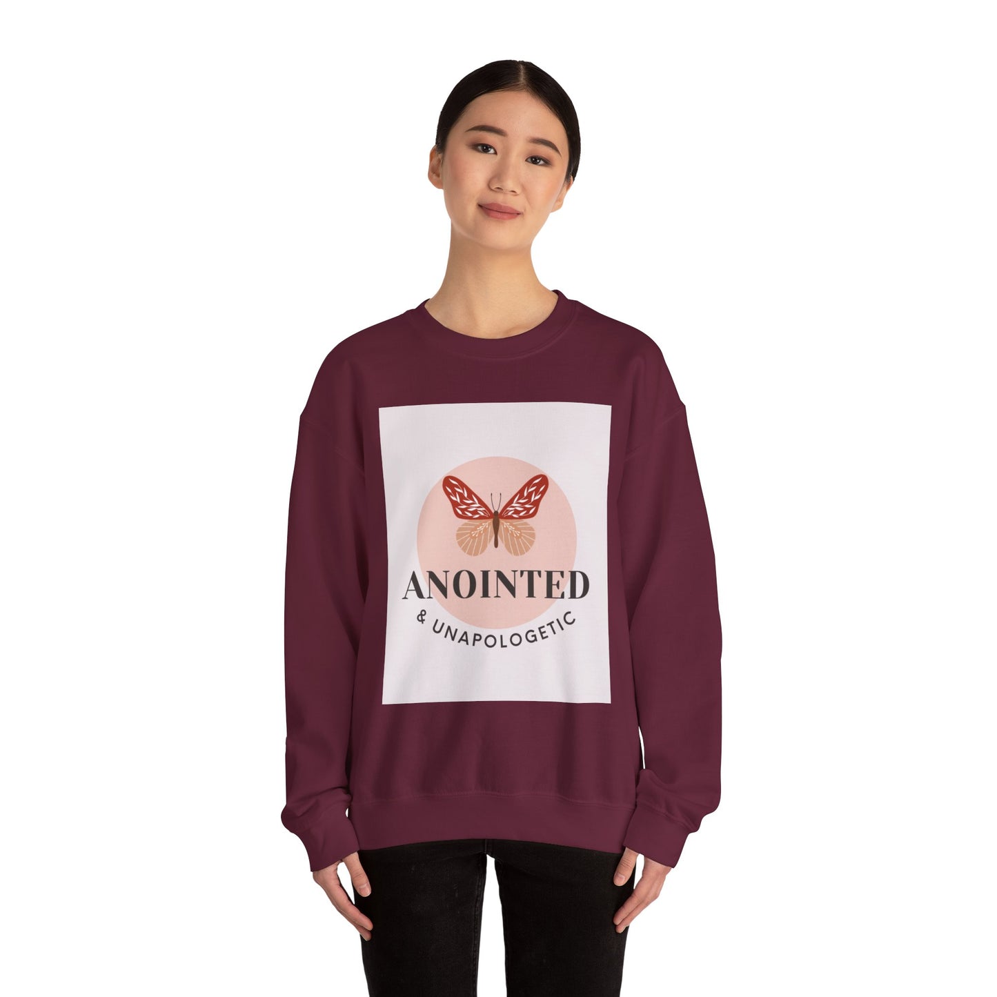 Butterfly Graphic Sweatshirt - Anointed & Unapologetic, Cozy Apparel, Gift for Her, Inspirational Fashion, Fall Outfit