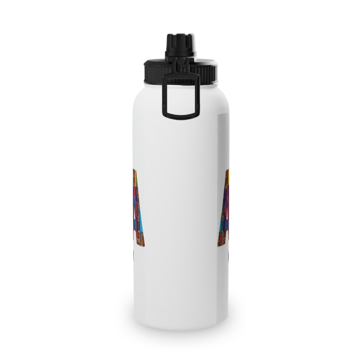 Artistic Stainless Steel Water Bottle - Colorful Afrocentric Design, Stylish Sports Lid, Eco-Friendly Hydration, Travel Accessory,