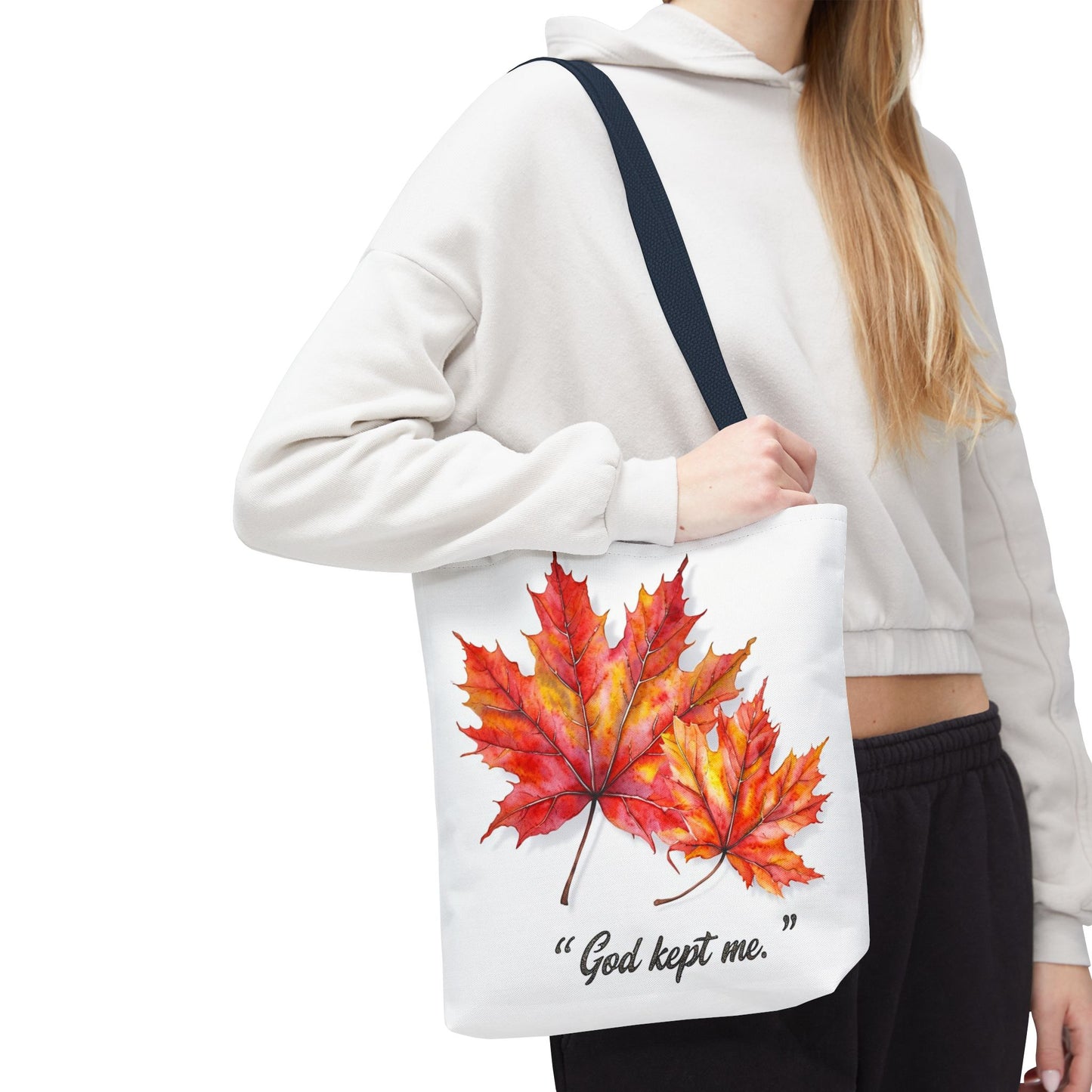 Autumn Leaves Tote Bag, God Kept Me Quote, Fall Accessories, Eco-Friendly Shopping Bag, Seasonal Gift, Canvas Bag