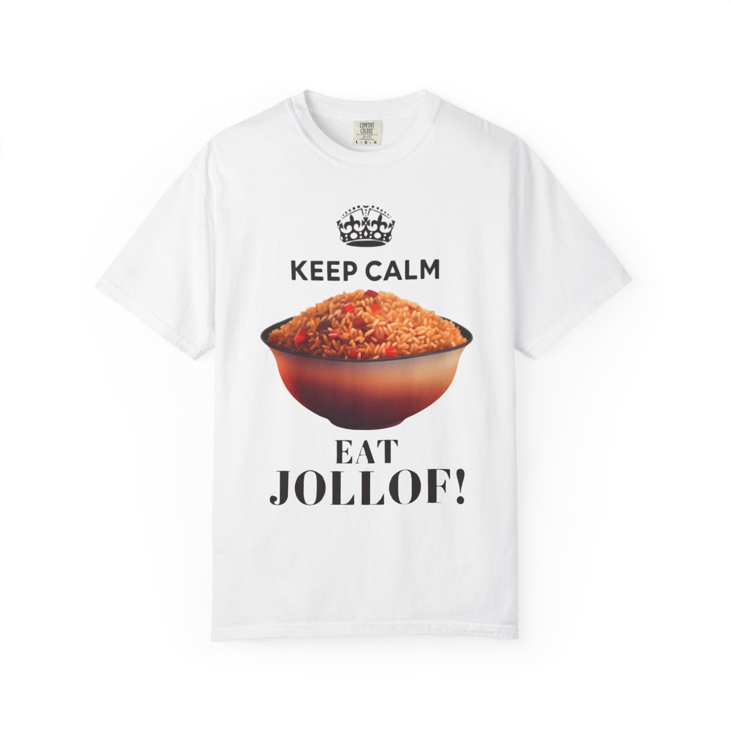 Keep Calm Eat Jollof T-Shirt, Unisex Fun Tee, Gift for Foodies, Casual Wear, Cultural Apparel, Summer Festival Shirt