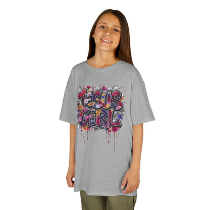 Jesus Girl Graffiti Kids Tee, Youth Graphic Shirt, Fun Faith-Based Tee, Cool Christian Apparel, Perfect Gift for Girls