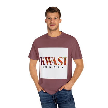 Kwasi Sunday Garment-Dyed Unisex T-Shirt, Vibrant African Print Tee, Casual Wear, Gift for Culture Enthusiasts, Celebration Apparel
