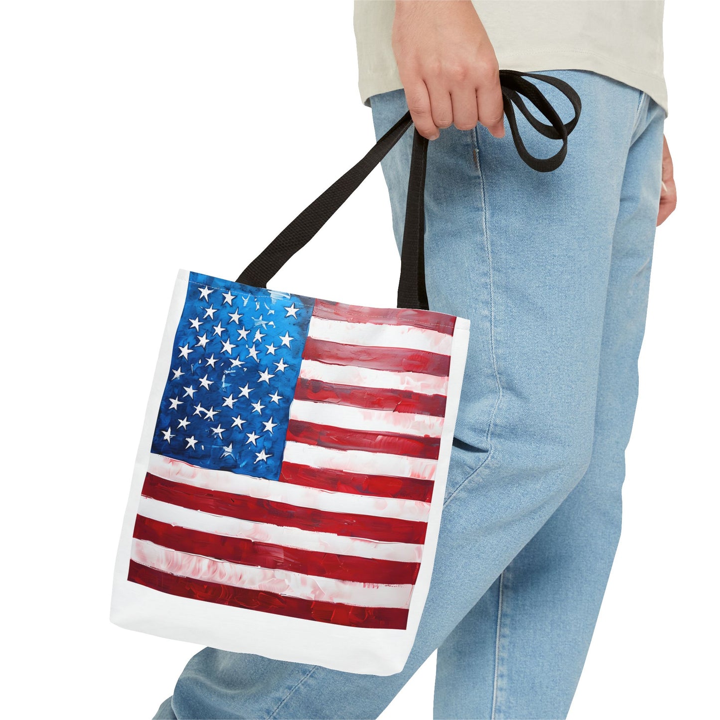 Patriotic Tote Bag, American Flag Tote, Eco-Friendly Shopping Bag, Summer Picnic Tote, USA Independence Day Gift