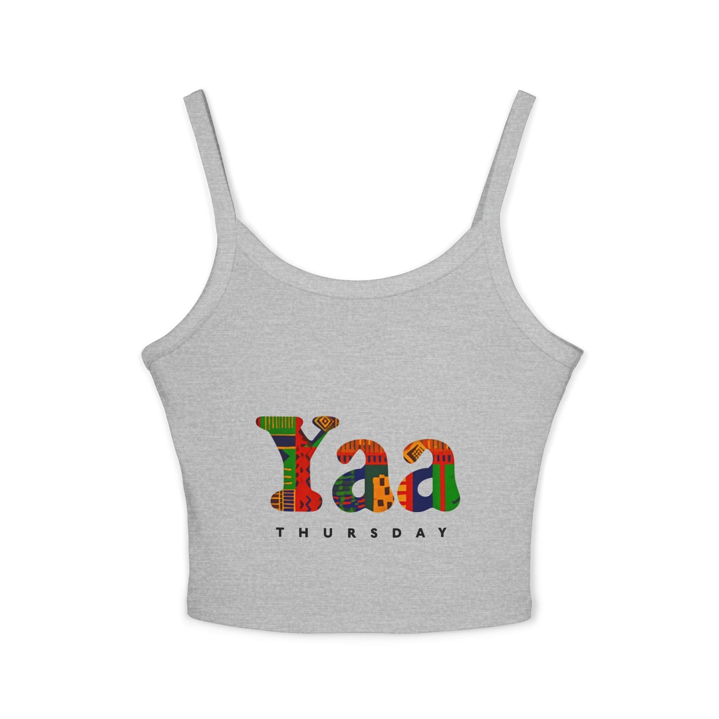 Colorful 'Yaa Thursday' Women's Spaghetti Strap Tank Top, Casual Summer Apparel, Graphic Tees, Festival Fashion, Bohemian Style