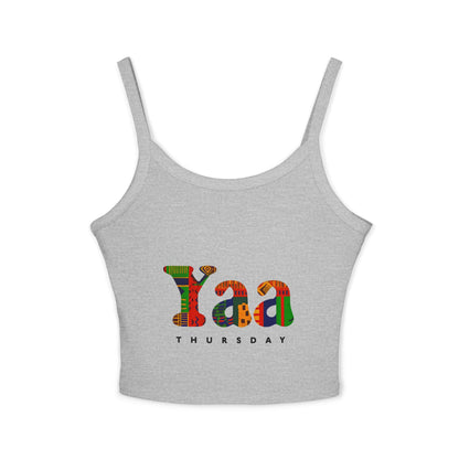 Colorful 'Yaa Thursday' Women's Spaghetti Strap Tank Top, Casual Summer Apparel, Graphic Tees, Festival Fashion, Bohemian Style