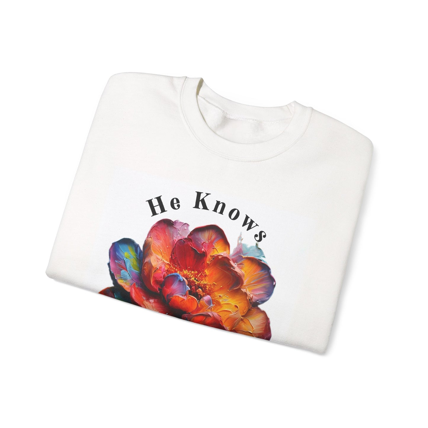 Floral Crewneck Sweatshirt - "He Knows My Name" Inspirational Gift, Cozy Layering, Spring Fashion, Ideal for Self-Care Days, Perfect [...]