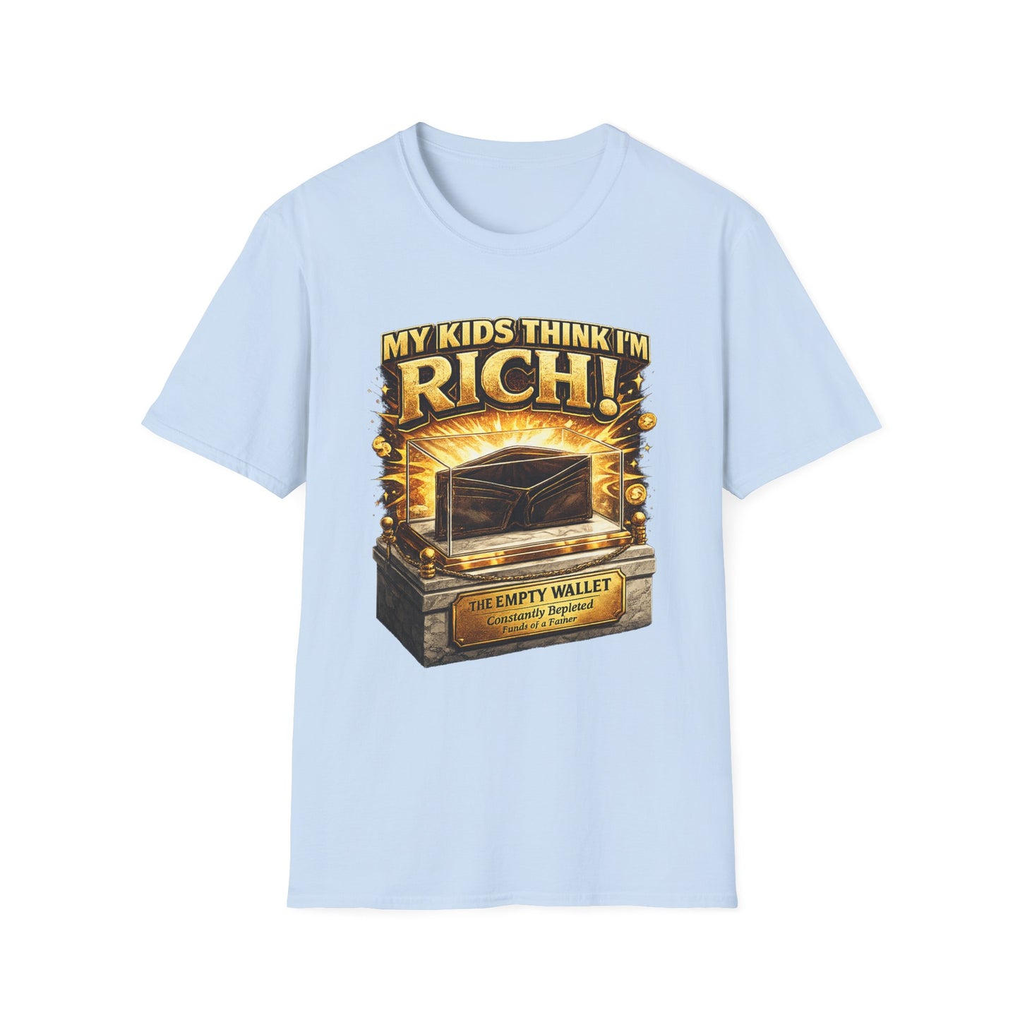 My Kids Think I'm Rich T-Shirt — Funny Parent Tee with Empty Wallet Design