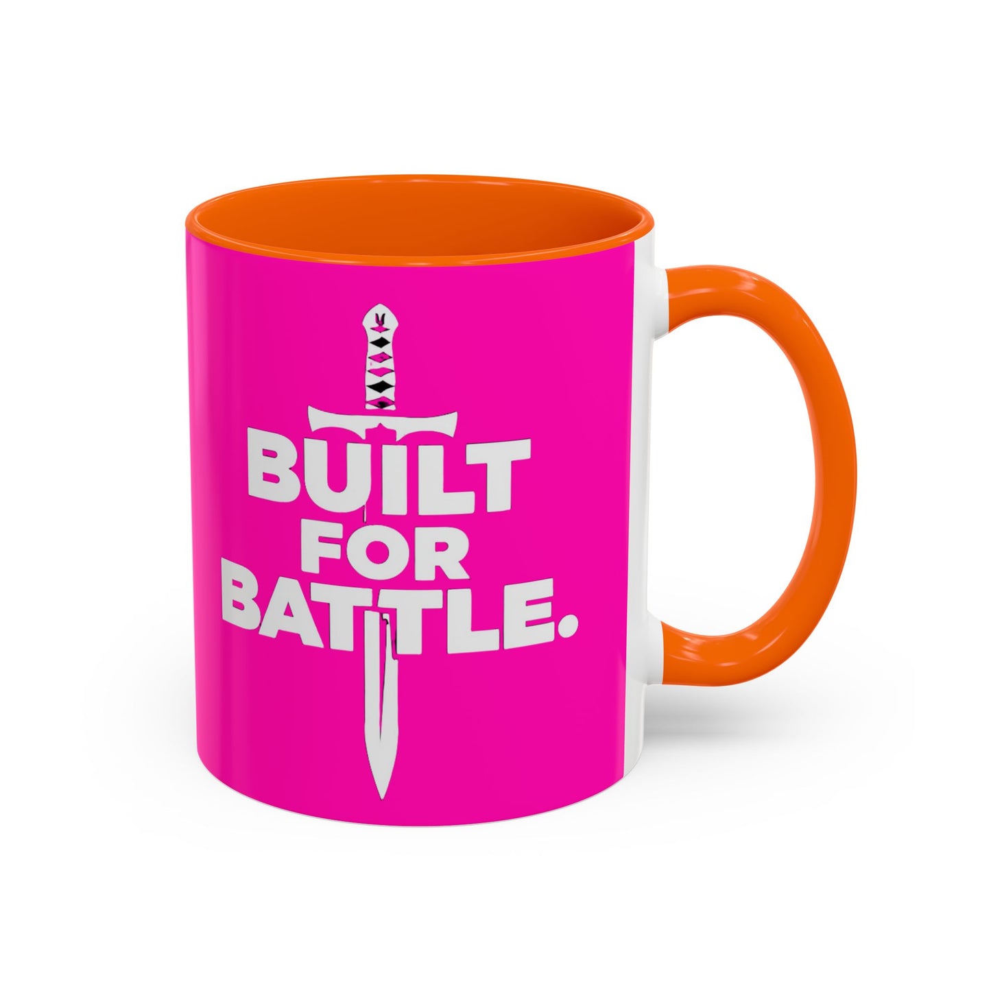 Built for Battle Accent Coffee Mug | Motivational Cup, Team Spirit, Gift for Fighters, Pink Mug, Unique Kitchenware