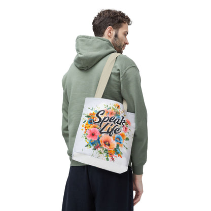 Floral Inspirational Tote Bag - 'Speak Life' Design, Motivational Gift, Carry-all Bag for Women, Eco-Friendly Shopping, Mother's Day, [...]