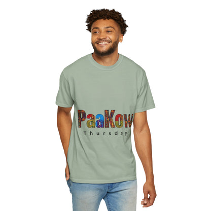 Garment-Dyed T-Shirt with 'PaaKow Thursday' Design, Unisex Casual Tee, Colorful Graphic Tee, Everyday Wear, Gift for Friends