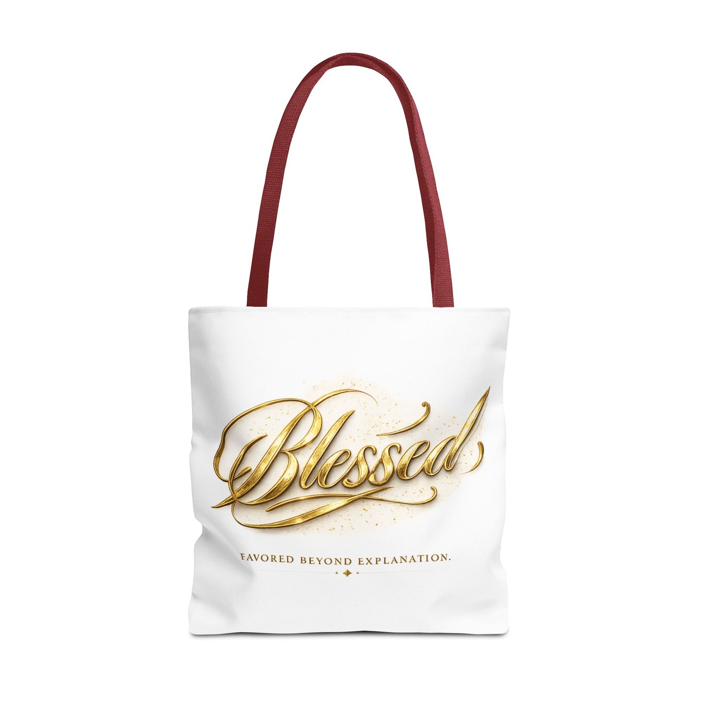 Blessed Gold Script Tote Bag – Inspirational Faith Canvas Grocery Bag
