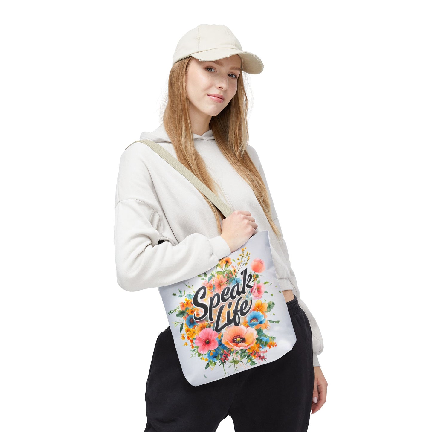 Floral Inspirational Tote Bag - 'Speak Life' Design, Motivational Gift, Carry-all Bag for Women, Eco-Friendly Shopping, Mother's Day, [...]