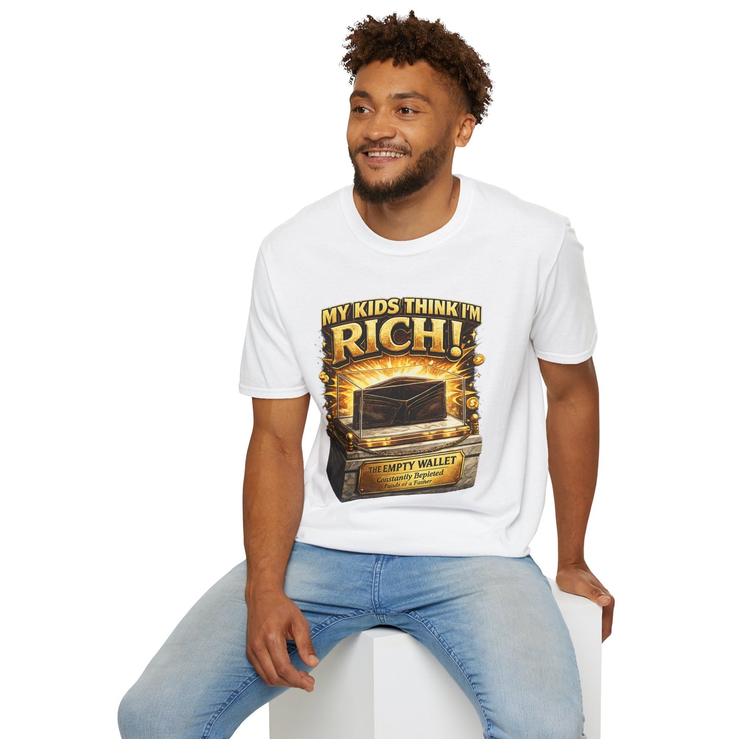My Kids Think I'm Rich T-Shirt — Funny Parent Tee with Empty Wallet Design