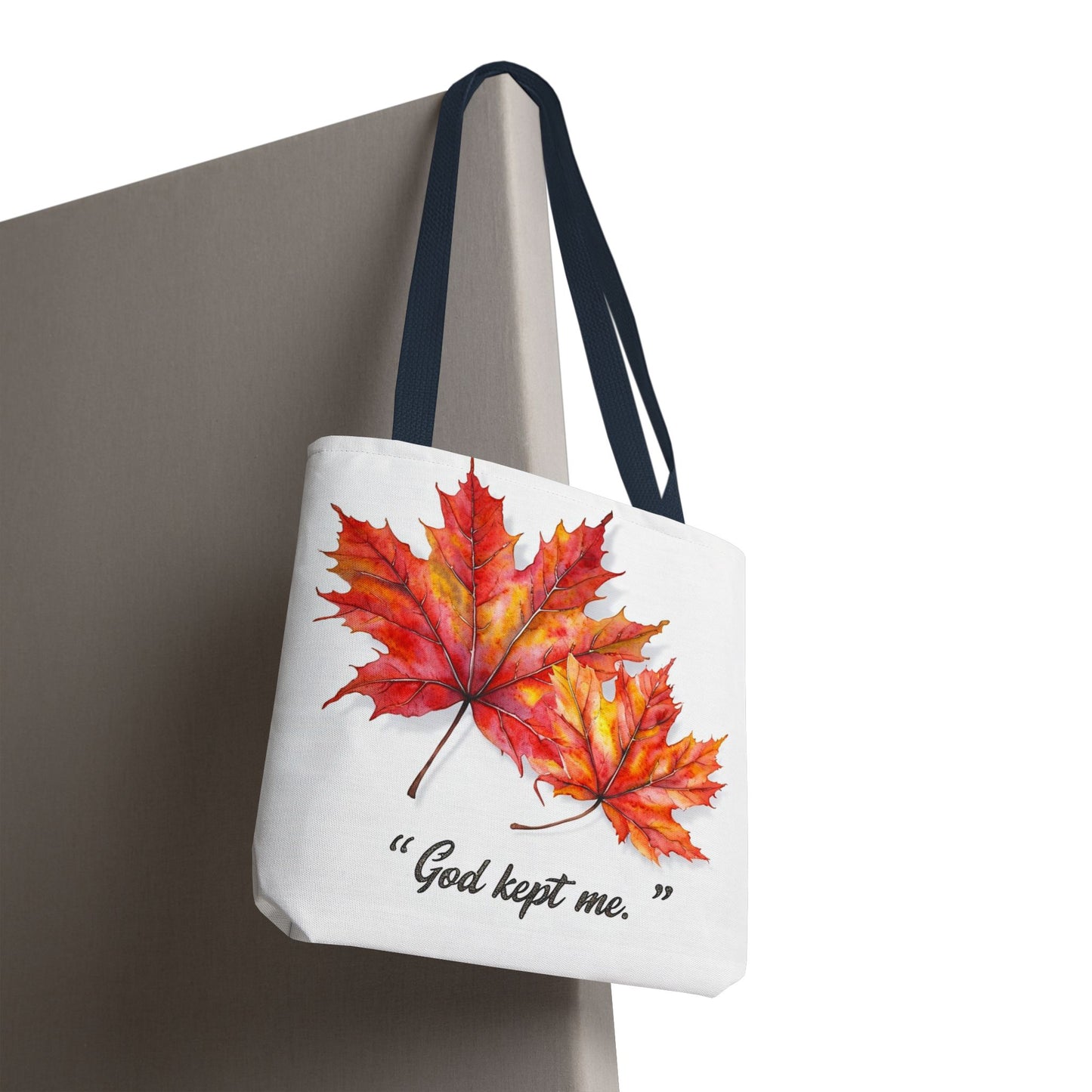 Autumn Leaves Tote Bag, God Kept Me Quote, Fall Accessories, Eco-Friendly Shopping Bag, Seasonal Gift, Canvas Bag