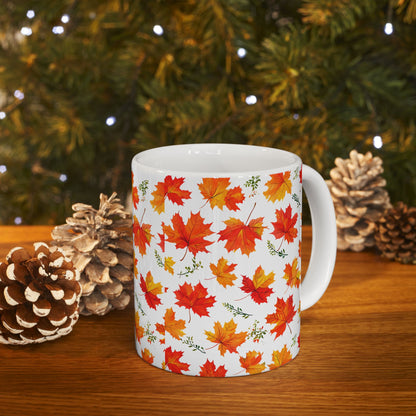 Autumn Leaves Ceramic Mug, Fall Coffee Cup, Thanksgiving Gift, Cozy Home Decor, Seasonal Drinkware
