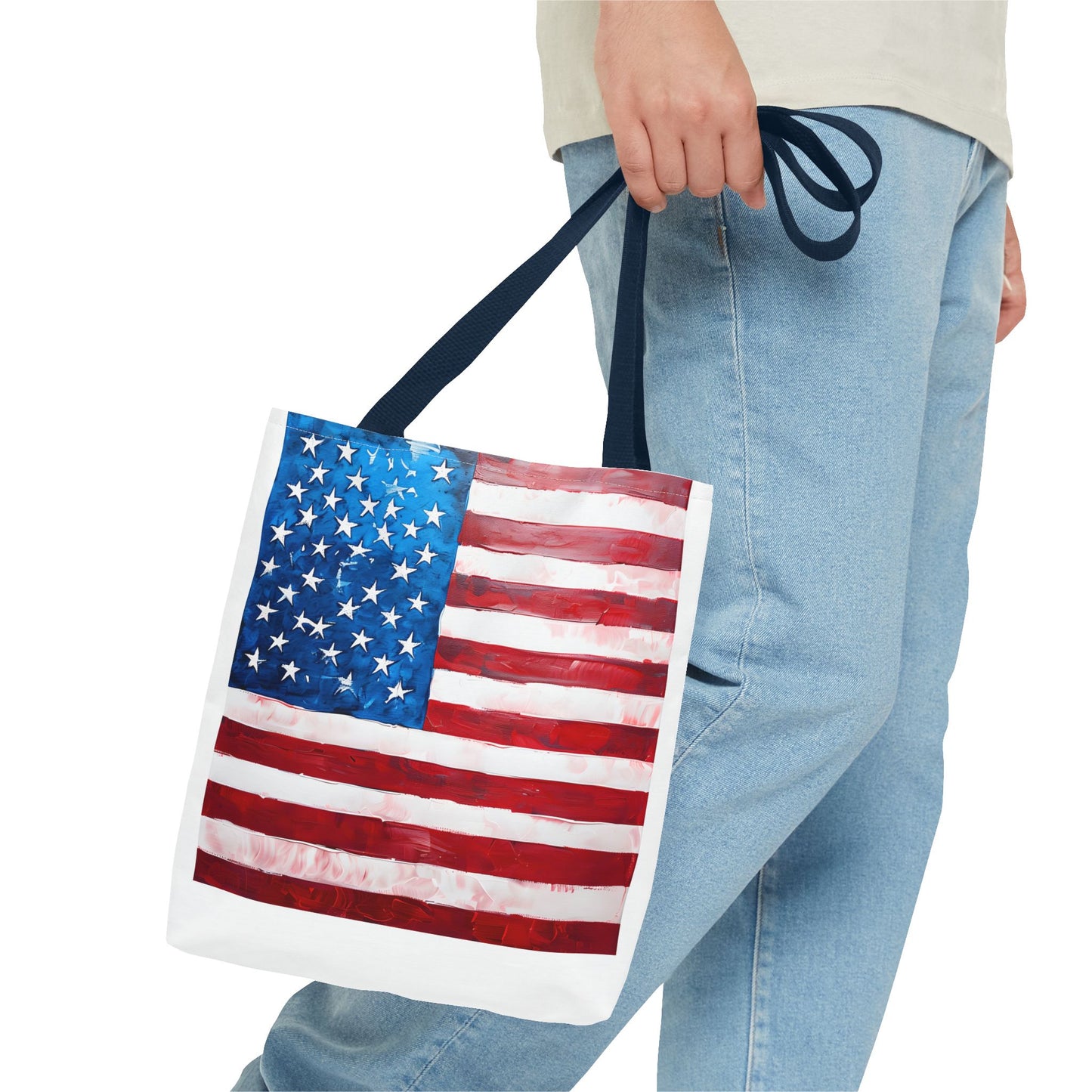 Patriotic Tote Bag, American Flag Tote, Eco-Friendly Shopping Bag, Summer Picnic Tote, USA Independence Day Gift