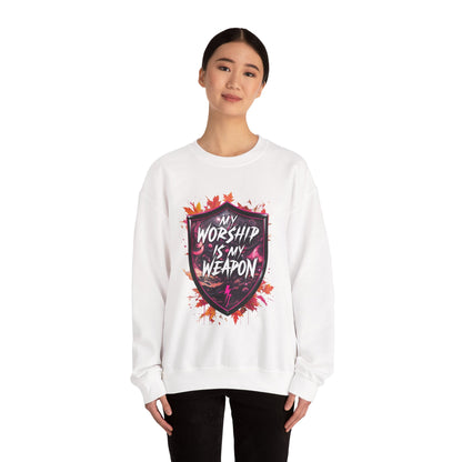 Inspirational Crewneck Sweatshirt - My Worship is My Weapon, Cozy Spiritual Gift, Faith Apparel, Unisex Sweatshirt for Worship & [...]