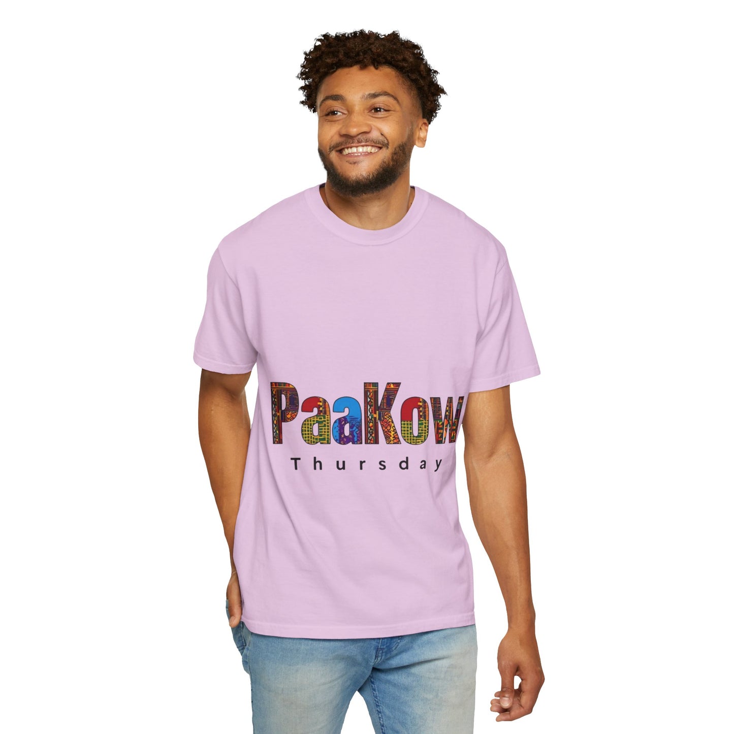 Garment-Dyed T-Shirt with 'PaaKow Thursday' Design, Unisex Casual Tee, Colorful Graphic Tee, Everyday Wear, Gift for Friends