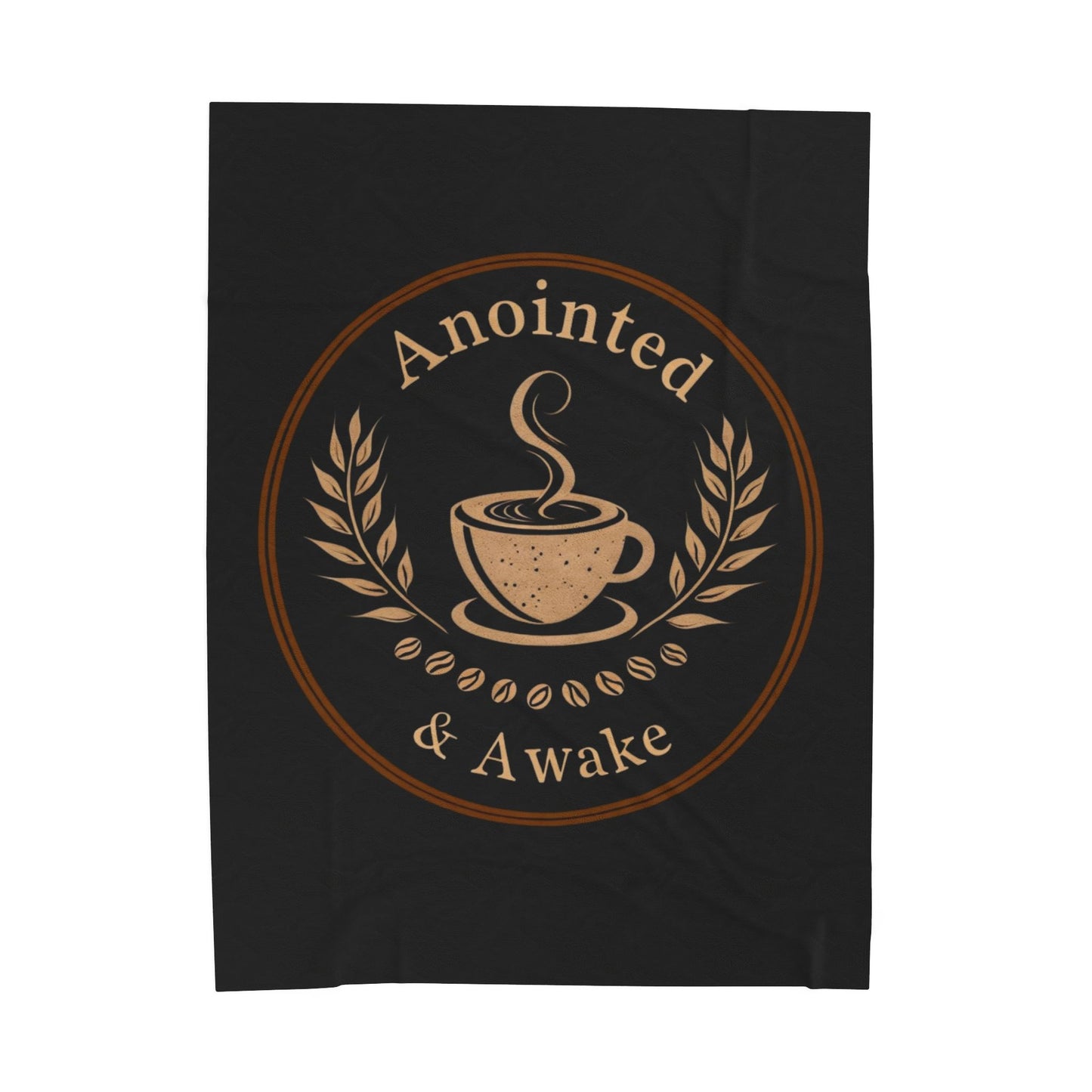 Cozy Velveteen Plush Blanket - Anointed & Awake, Coffee Lover Gift, Warm Home Decor, Ideal for Relaxation, Snuggle Up This Winter